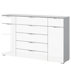 Sideboard SKØP x7+2 Hochglanz Weiß / Seidengrau - Chrom