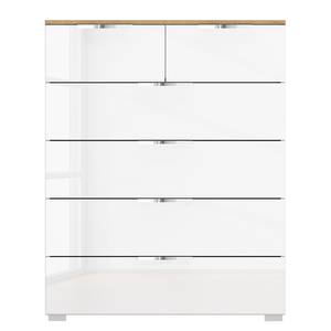 Buffet SKØP x4+2 Blanc brillant / Imitation chêne Artisan - Chrome