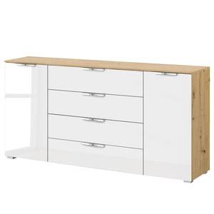 Sideboard SKØP x4+2 Hochglanz Weiß / Eiche Artisan Dekor - Chrom