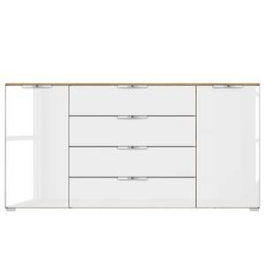 Sideboard SKØP x4+2 Hochglanz Weiß / Eiche Artisan Dekor - Chrom