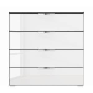 Ladekast SKØP x4 Hoogglans wit/Grafiet - Breedte: 80 cm - Chrome