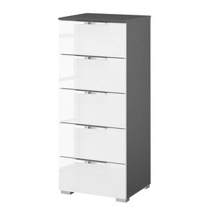 Buffet SKØP x5 Blanc brillant / Graphite - Largeur : 40 cm - Chrome