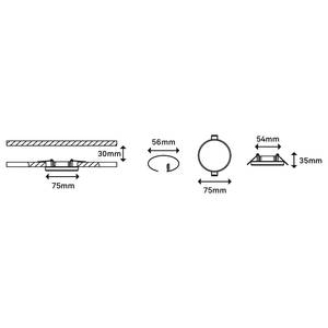 LED-Einbauleuchte Plat II (3er-Set) Polycarbonat / Eisen - 3-flammig