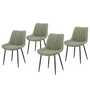 Chaises capitonnées Vinni (lot de 2) Vert olive clair	 - Lot de 4