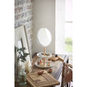 Miroir avec range bijoux intégré Tosca Acier / Frêne - Blanc