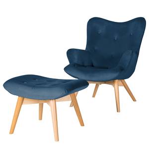 Fauteuil BRAZIL Velours Vaia: Donkerblauw - Zonder hocker