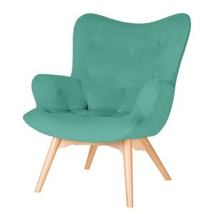 Fauteuil BRAZIL Velours Vaia: Turquoise - Sans repose-pieds