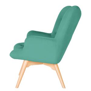 Fauteuil BRAZIL Velours Vaia: Turquoise - Zonder hocker