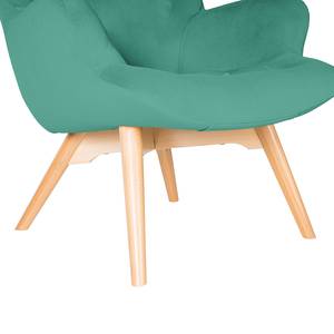 Fauteuil BRAZIL Velours Vaia: Turquoise - Sans repose-pieds