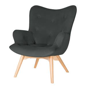 Fauteuil BRAZIL Velours Vaia: Donkergrijs - Zonder hocker