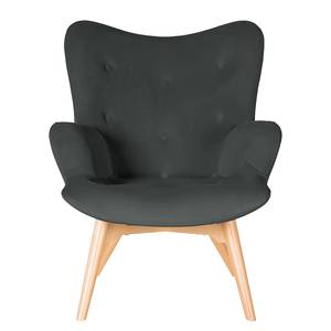 Fauteuil BRAZIL Velours Vaia: Donkergrijs - Zonder hocker