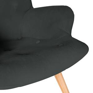 Fauteuil BRAZIL Velours Vaia: Donkergrijs - Zonder hocker