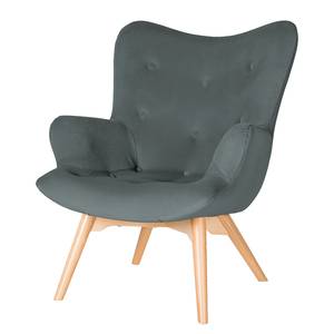 Fauteuil BRAZIL Velours Vaia: Antracietkleurig - Zonder hocker