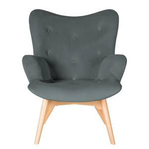 Fauteuil BRAZIL Velours Vaia: Antracietkleurig - Zonder hocker