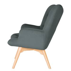 Fauteuil BRAZIL Velours Vaia: Anthracite - Sans repose-pieds