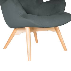 Fauteuil BRAZIL Velours Vaia: Antracietkleurig - Zonder hocker