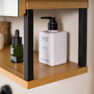 Armoire de toilette Nozza Placage en bois véritable - Chêne / Noir