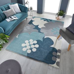 Kurzflorteppich Retro Floral Polyester - Blau - 120 x 170 cm