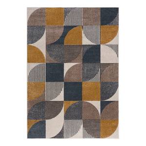 Tapis Retro Geo Polypropylène - Bleu / Ocre - 160 x 230 cm