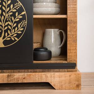 Highboard Keywest Mango massiv - Mango / Schwarz