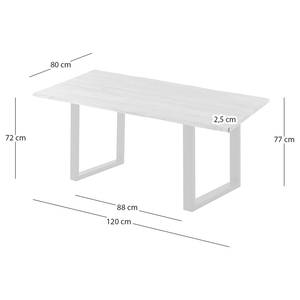 Massiver Baumkanten-Esstisch KAPRA Akazie Braun - 120 x 80 cm - Schwarz - U-Form - Tischplattenstärke: 2.5 cm