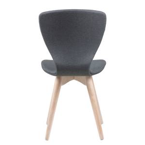 Gestoffeerde stoel Monreale (set van 2) geweven stof/massief eikenhout - grijs/eikenhout