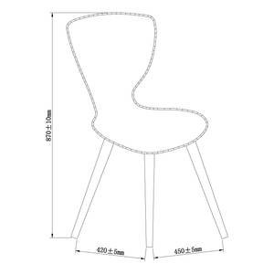 Gestoffeerde stoel Monreale (set van 2) geweven stof/massief eikenhout - grijs/eikenhout
