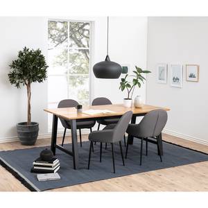 Chaises à accoudoirs Kia II (lot de 2) Tissu / Fer - Gris / Noir