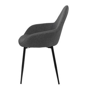 Chaises à accoudoirs Kia II (lot de 2) Tissu / Fer - Gris / Noir