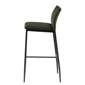 Chaises de bar Domenica I (lot de 2) Velours / Fer - Vert étang / Noir