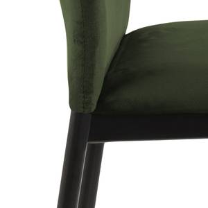 Chaises de bar Domenica I (lot de 2) Velours / Fer - Vert étang / Noir