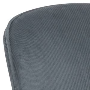 Gestoffeerde stoel Koriella set van 2 ribfluweel/ijzer - grijs/zwart