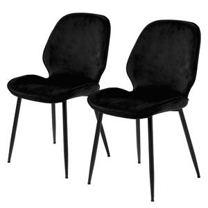 Gestoffeerde stoel Kerang set van 2 fluweel/ijzer - zwart