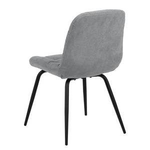Gestoffeerde stoel Oline (set van 2) geweven stof/ijzer - lichtgrijs/zwart