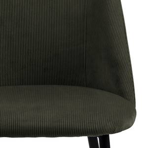 Chaises capitonnées Ferland (lot de 4) Velours côtelé / Fer - Vert olive foncé / Noir