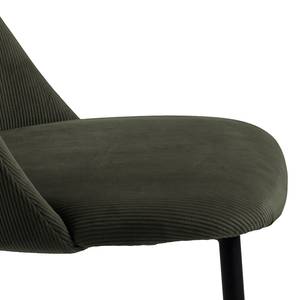 Gestoffeerde stoel Ferland (set van 4) ribfluweel/ijzer - donker olijfgroen/zwart