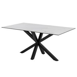 Eettafel Holcot rechthoekig Wit imitatie marmer - Breedte: 160 cm