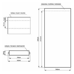 Tenda con fettuccia arricciatende Poliestere - Rosso vino - 140 x 270 cm