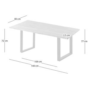 Massiver Baumkanten-Esstisch KAPRA Akazie Braun - 140 x 80 cm - Schwarz - U-Form - Tischplattenstärke: 2.5 cm