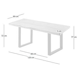 Massiver Baumkanten-Esstisch KAPRA Akazie Braun - 120 x 80 cm - Weiß - U-Form - Tischplattenstärke: 5 cm