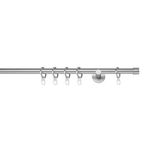 Gardinenstange auf Maß Kappe 1-läufig Aluminium - Edelstahl - Breite: 240 cm