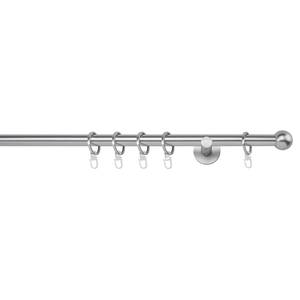 Gordijnroede op maat Ball I (1 rails) aluminium - Roestvrij staal - Breedte: 120 cm