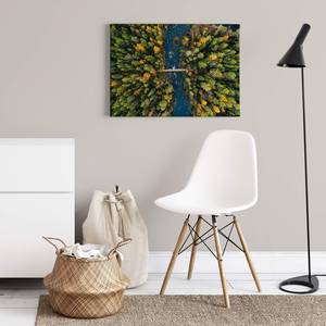 Impression sur toile Autumn Finland Polyester PVC / Épicéa - Vert / Bleu