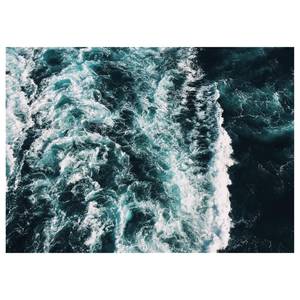 Leinwandbild Waves Meer Polyester PVC / Fichtenholz - Blau  / Weiß