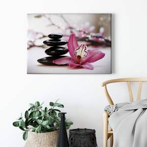 Wandbild Japanisch Orchid Floral Polyester PVC / Fichtenholz - Pink / 0