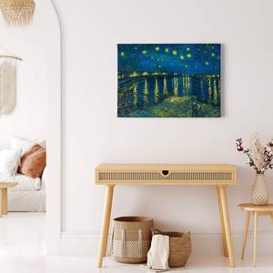 Wandbild Starry Night Polyester PVC / Fichtenholz - Blau  / Gelb