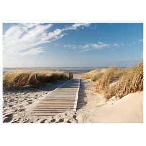 Afbeelding Strand Pier At Sea polyester PVC/sparrenhout - blauw  /beige