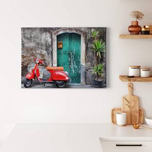 Impression sur toile Red Scooter Polyester PVC / Épicéa - Vert / Rouge
