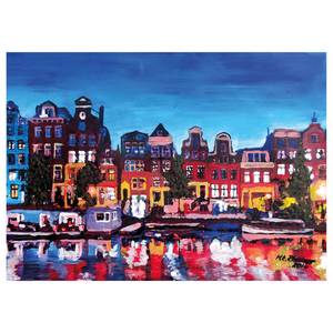 Leinwandbild Amsterdam Polyester PVC / Fichtenholz - Mehrfarbig