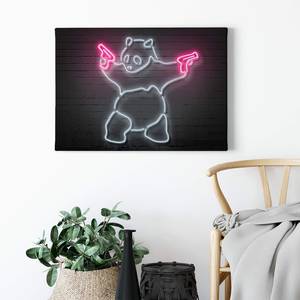 Impression sur toile Panda Polyester PVC / Épicéa - Rose / Noir